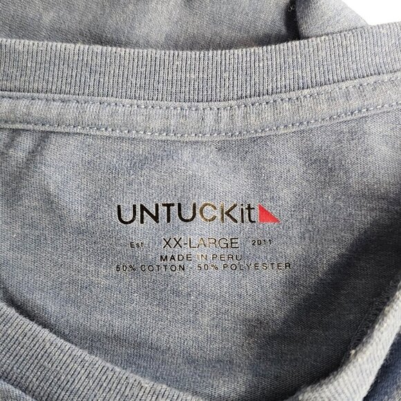 UNTUCKit Mens Short Sleeve Crew Neck Cotton T-Shirt, Basic, Blue, Size XXL - Picture 4 of 9